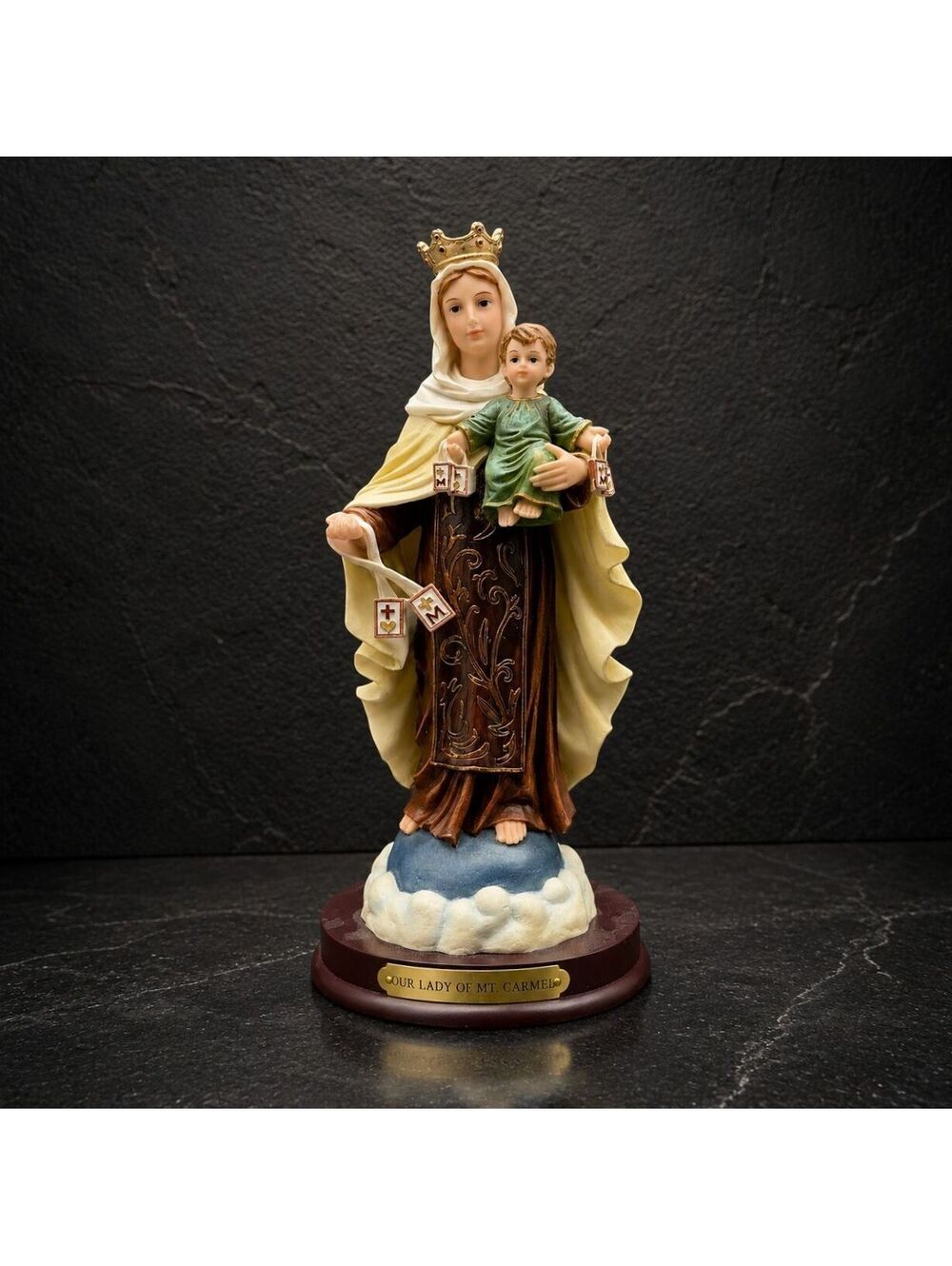 Vintage Roman Inc Our Lady of Mt Carmel Statue 9.5" Virgin Mary Jesus 2002
